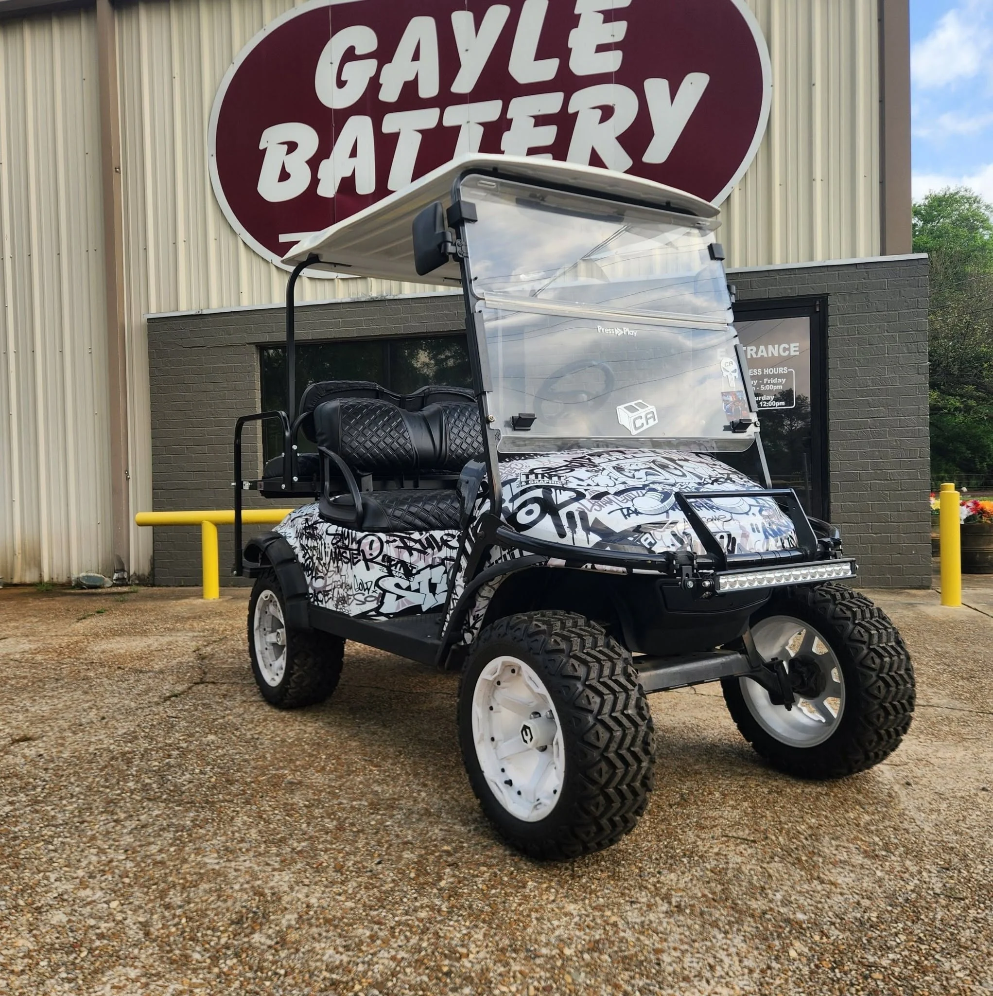 Golf cart outside the store